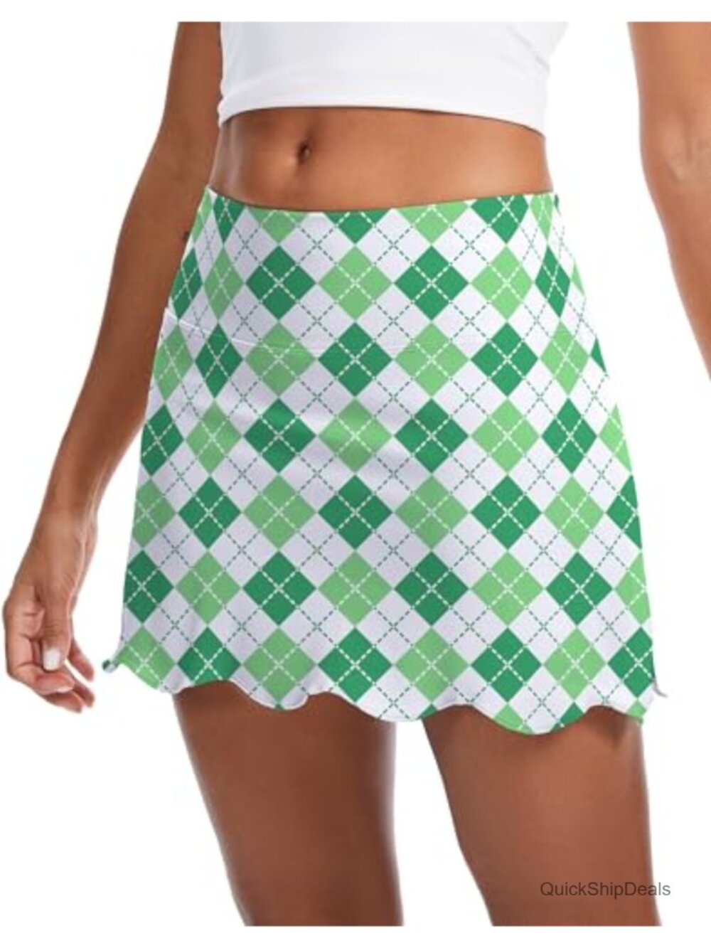 14 Inch Scalloped Hem Skort with Pockets High Waisted Athletic Tennis Golf